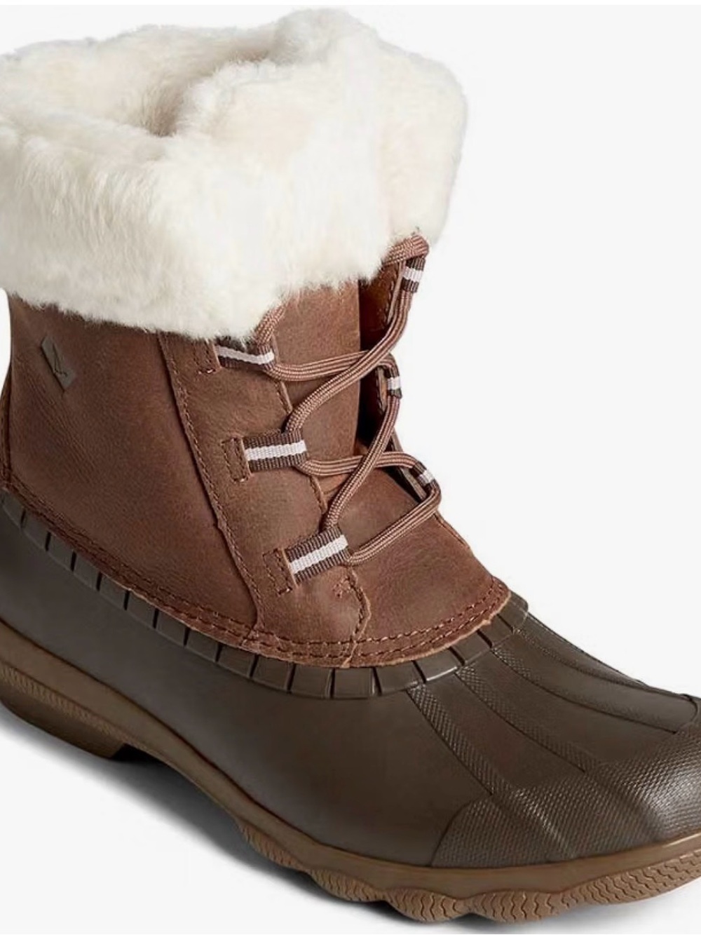 Sperry Syren Alpine Brown Duck Boot with Cream Faux-Fur Cuff
